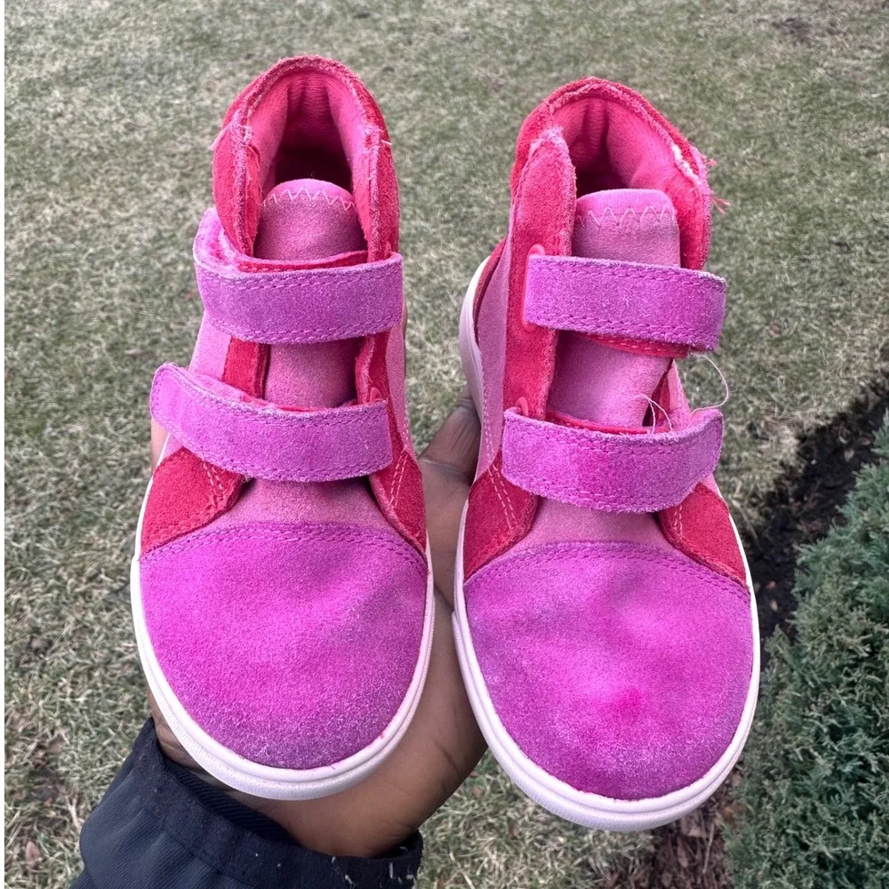 UGG Girl's T Rennon II Suede Leather Mashup Colorblock Sneakers Size 9 Pink Red‎